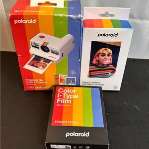 Polaroid Go Instant Camera Kit with Rainbow Accents in White